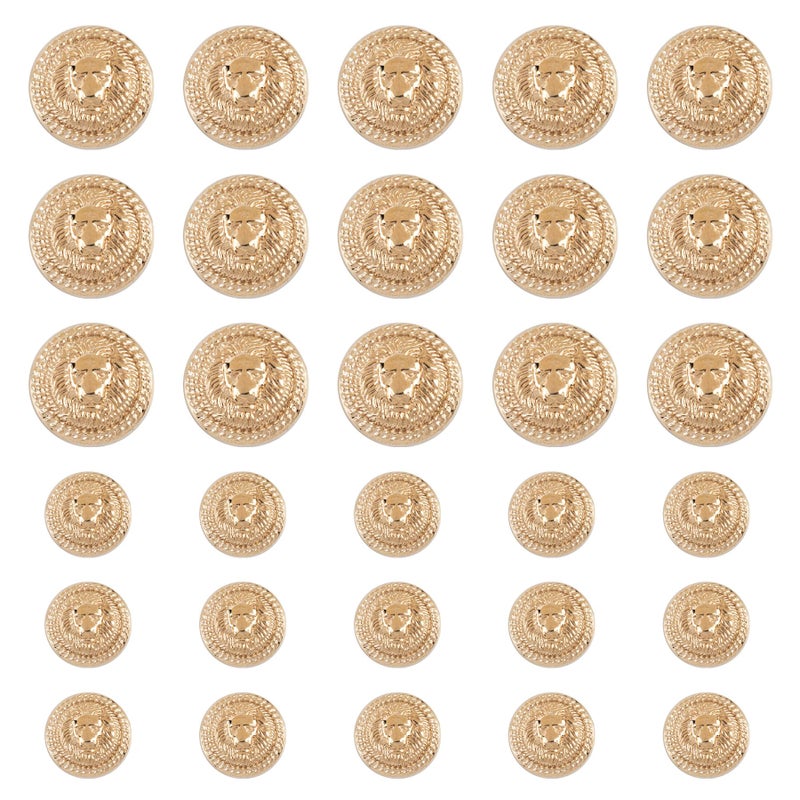 Framendino 30 Pack 23mm Metal Lion Head Sewing Buttons Vintage Gold Button for Men Women