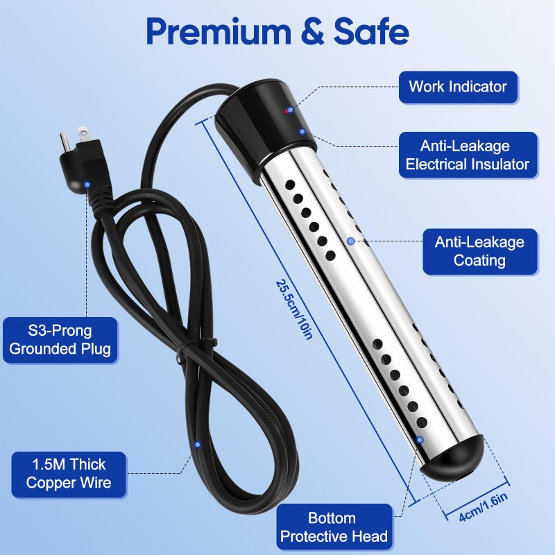 Yimserk Portable Shower with Heater for Camping â€“ 6000mAh Rechargeable Camping Shower Pump with 2000W Heater, 4-Mode Filter, LED Display, Camp Kit for Outdoor Travel, Pets, Car Wash - Image 3