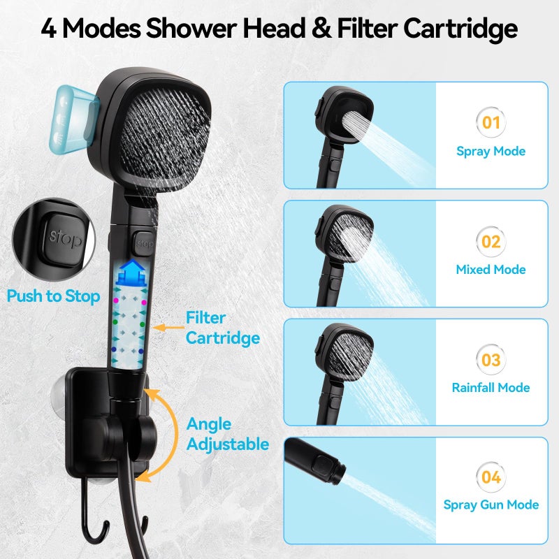 Yimserk Portable Shower with Heater for Camping â€“ 6000mAh Rechargeable Camping Shower Pump with 2000W Heater, 4-Mode Filter, LED Display, Camp Kit for Outdoor Travel, Pets, Car Wash - Image 4