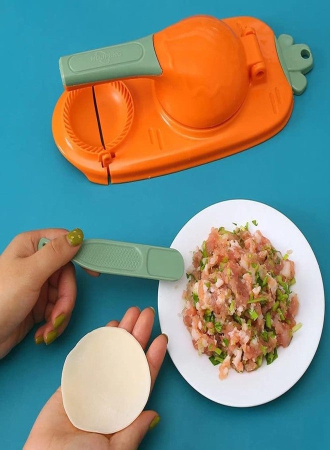 WOPPOW 2 In 1 Dumpling Maker,Kitchen DIY Dumpling Making Tool Baking Pastry Manual Artifact For Pressing Dumpling Skin Wrapper Mould Dough Press Maker (Green) - Image 3