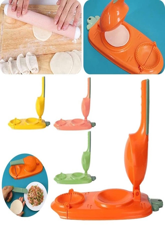 WOPPOW 2 In 1 Dumpling Maker,Kitchen DIY Dumpling Making Tool Baking Pastry Manual Artifact For Pressing Dumpling Skin Wrapper Mould Dough Press Maker (Green) - Image 2