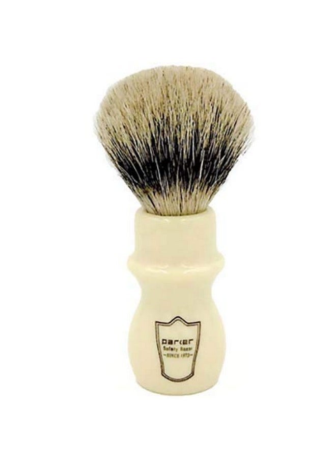 Parker Safety Razor Parker 100% Silvertip Badger Mug Shaving Brush With Brush Stand - Extra Dense And Extra Soft Bristles - Long Handle Is Perfect For Use With Your Shaving Mug (Ivory Color)  - Image 2