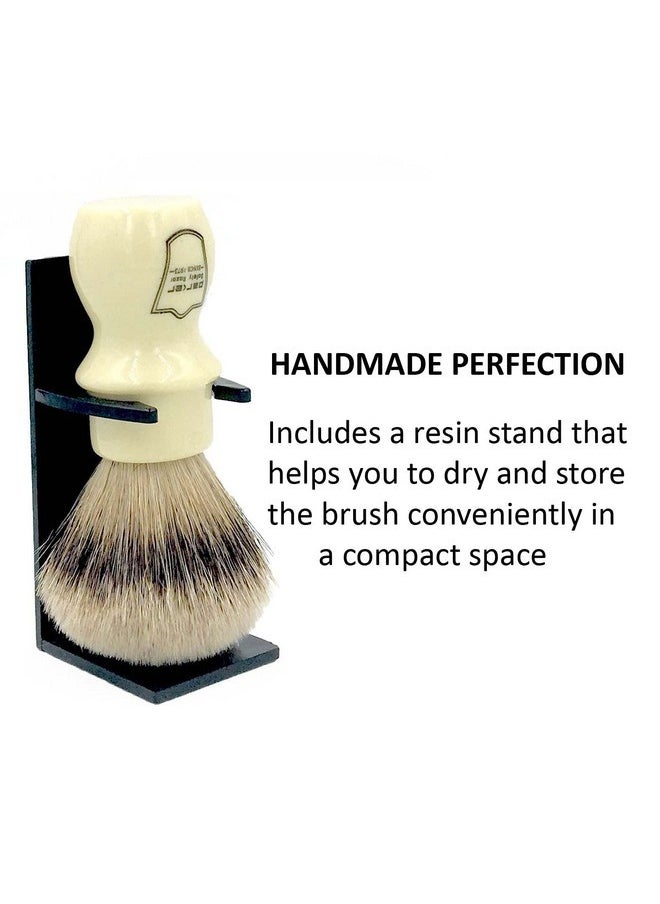 Parker Safety Razor Parker 100% Silvertip Badger Mug Shaving Brush With Brush Stand - Extra Dense And Extra Soft Bristles - Long Handle Is Perfect For Use With Your Shaving Mug (Ivory Color)  - Image 4