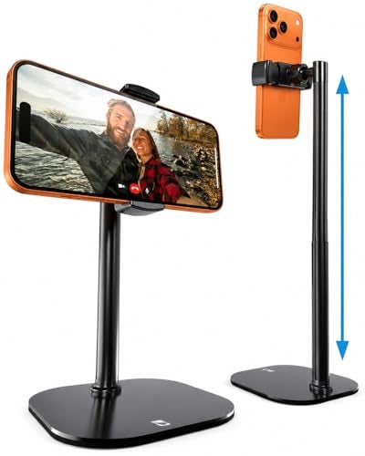 COOPER ChatStand Adjustable Cell Phone Stand for Desk Phone Stand for Recording iPhone Holder for Filming Small iPhone Tripod Soporte para Celular Fits Samsung Android Night Black - Image 1