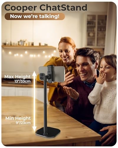 COOPER ChatStand Adjustable Cell Phone Stand for Desk Phone Stand for Recording iPhone Holder for Filming Small iPhone Tripod Soporte para Celular Fits Samsung Android Night Black - Image 3