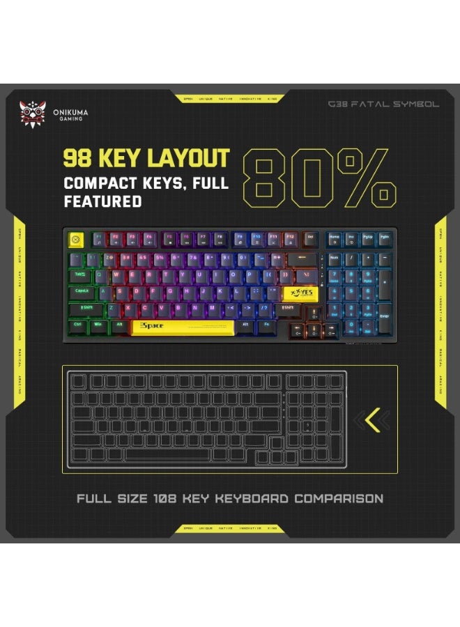onikuma 98-Key Tawny Switch Mechanical Gaming Keyboard 75% Mini Wired Waterproof Backlight Silent Black Rgb Color Suitable For Computer/Ps4/Xbox Gamers  - Image 3