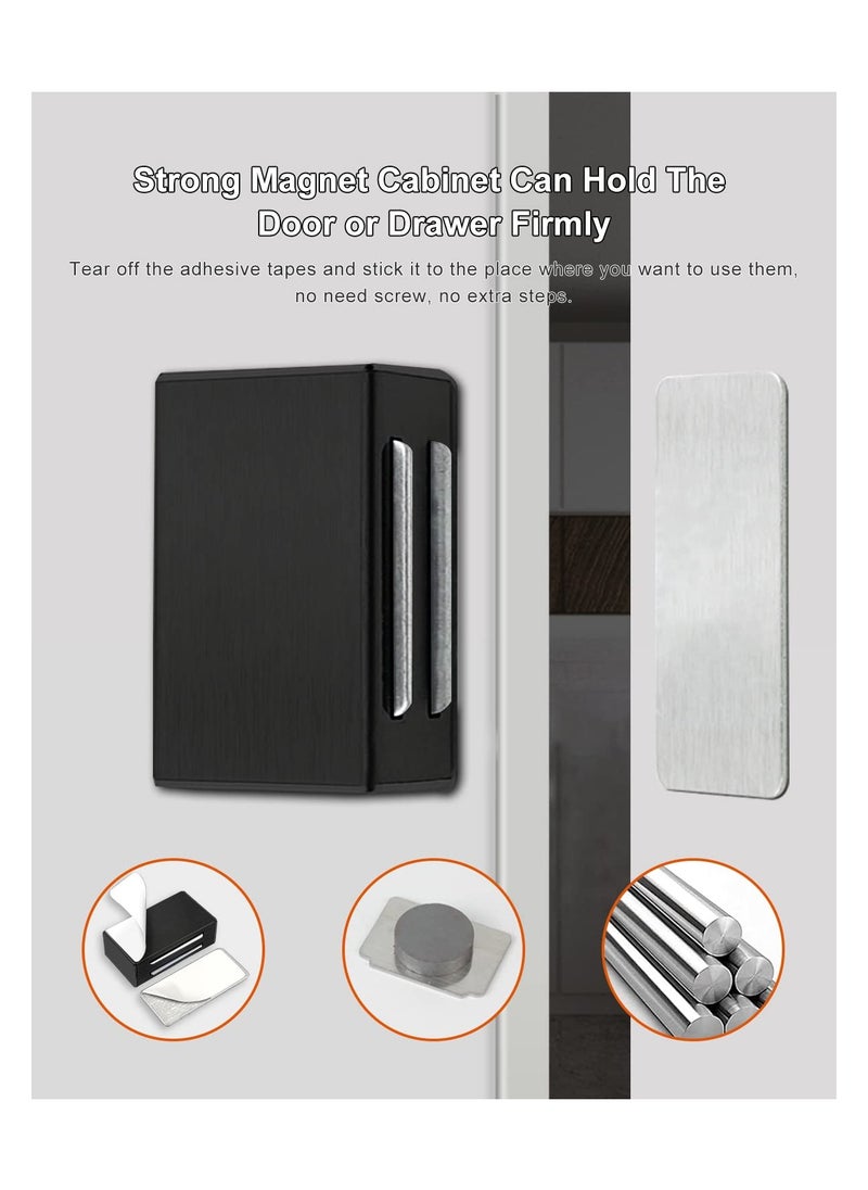 Excefore Cabinet Magnetic Catch Adhesive, 8 Pack Magnetic Door Catch Strong Cabinet Door Magnet Latch Kitchen Magnetic Latch for Cupboard Magnetic Closure Closet Door Closing for Drawer Black  - Image 2