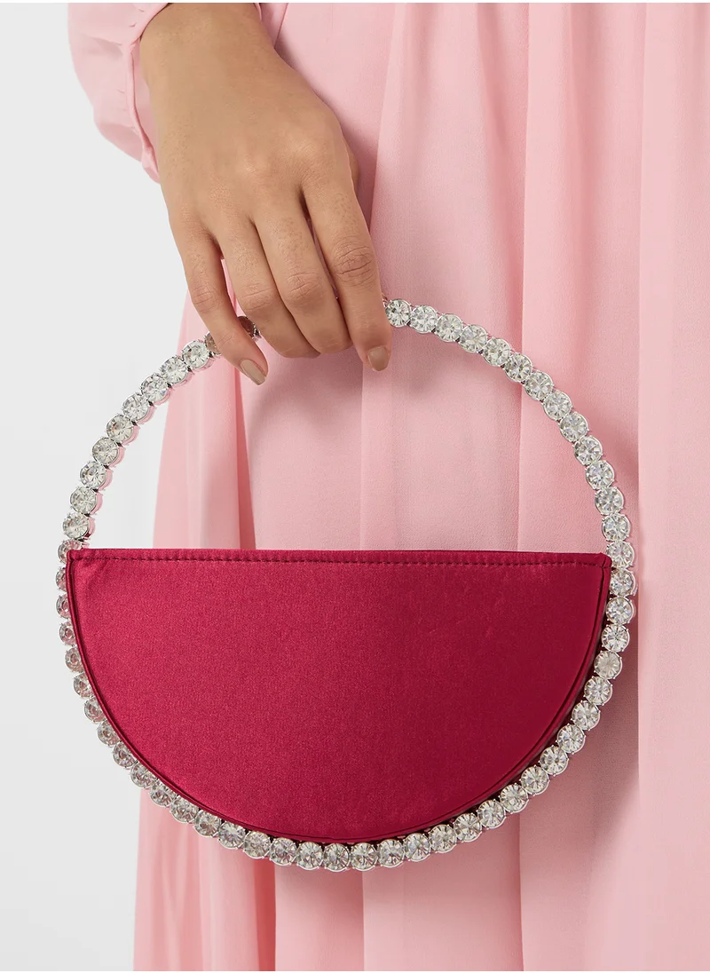 Khizana Diamante Round Clutch Bag