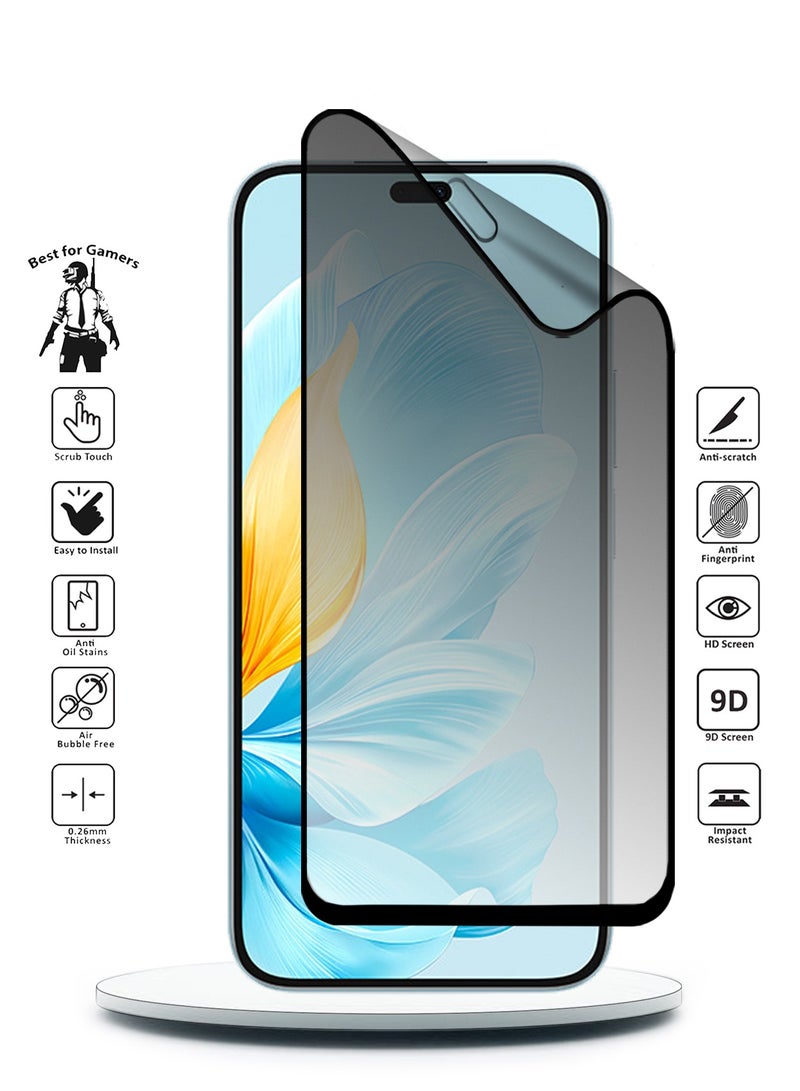 Wtech Honor 200 Lite 5G 2024 Nano Ceramic Privacy Full Glue Full Cover Matte Flexible Screen Protector  (MSCNMP) - Clear/Black - Image 2
