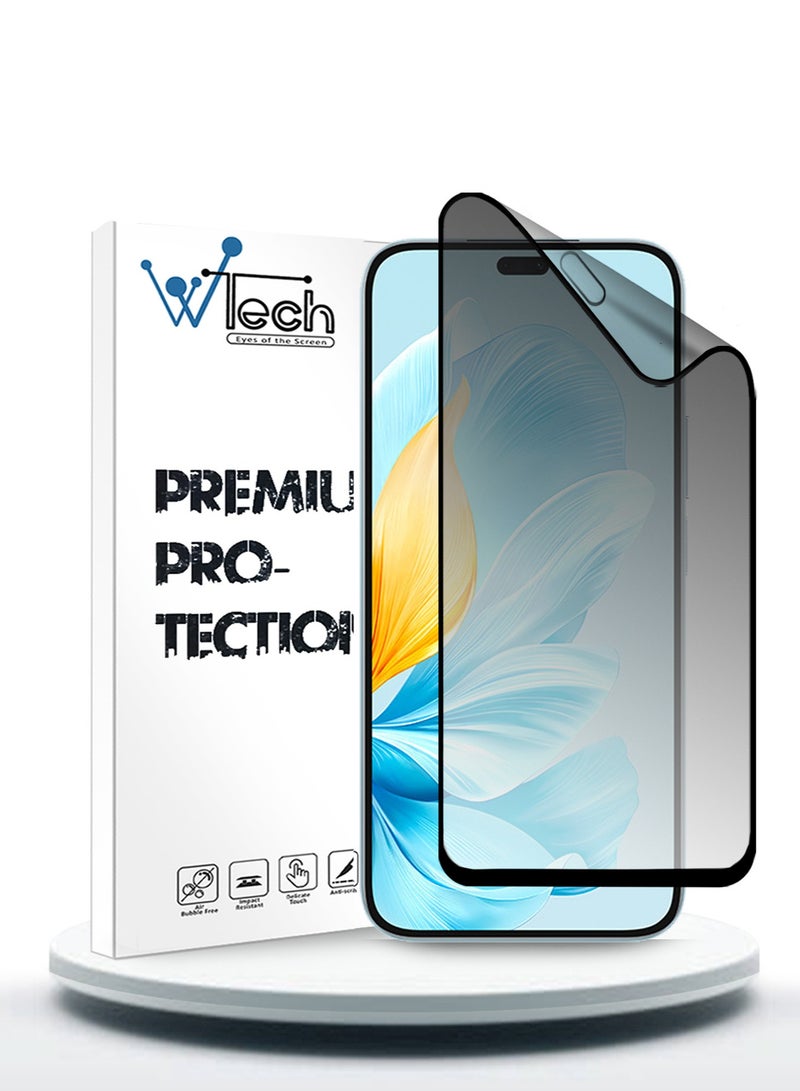 Wtech Honor 200 Lite 5G 2024 Nano Ceramic Privacy Full Glue Full Cover Matte Flexible Screen Protector  (MSCNMP) - Clear/Black - Image 1