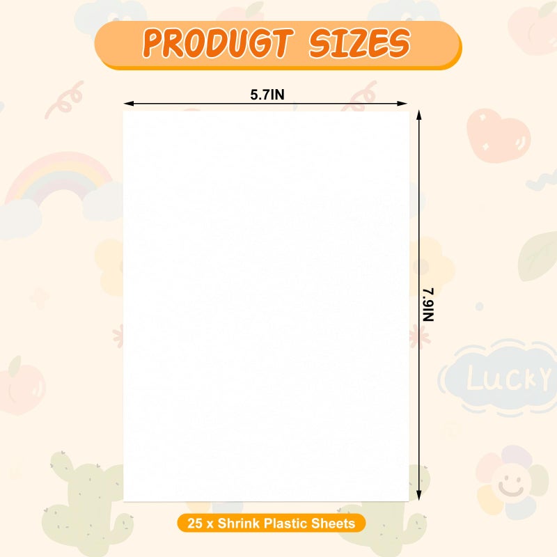 REGUICORP 25 Pieces Shrinky Dink Sheets Kit, 7.9 X 5.7-inch Shrink Art Paper, Shrinky Dink Paper Suitable for Bracelet Key Chain DIY Production - Image 2