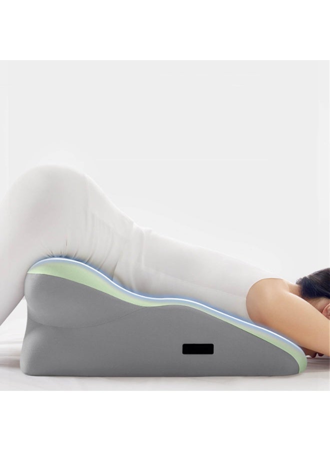 والالا وسادة إسفنجية ميموري فوم 3 في 1 لتقويم العظام، لتخفيف آلام الظهر والساقين والنوم | وسادة إسفينية وقطنية بغطاء أخضر قابل للغسل | وسادة محمولة للتخييم - Image 2