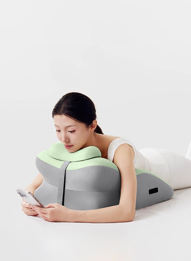 والالا وسادة إسفنجية ميموري فوم 3 في 1 لتقويم العظام، لتخفيف آلام الظهر والساقين والنوم | وسادة إسفينية وقطنية بغطاء أخضر قابل للغسل | وسادة محمولة للتخييم - Image 3