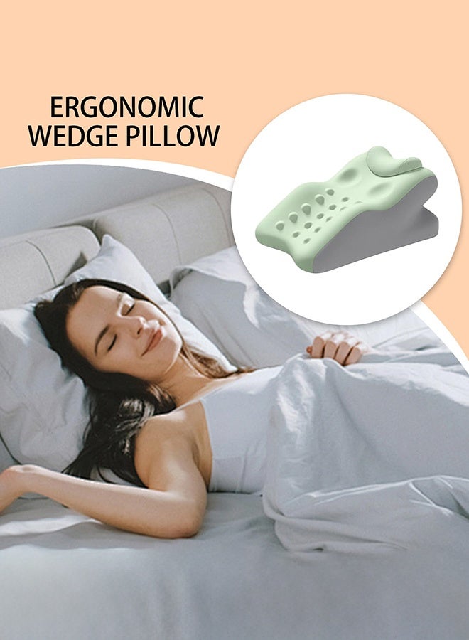 والالا وسادة إسفنجية ميموري فوم 3 في 1 لتقويم العظام، لتخفيف آلام الظهر والساقين والنوم | وسادة إسفينية وقطنية بغطاء أخضر قابل للغسل | وسادة محمولة للتخييم - Image 5