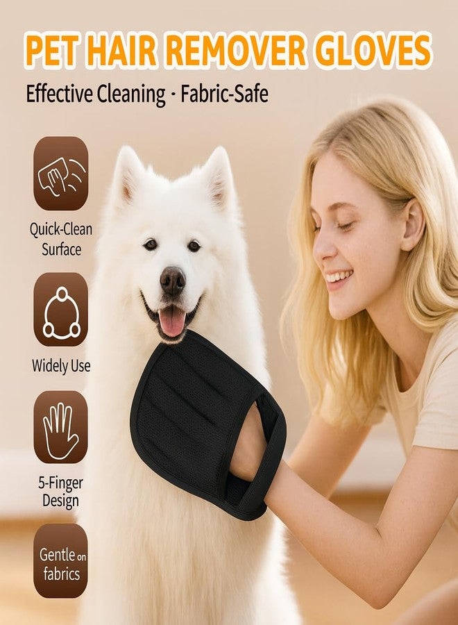 Pet Grooming Hair Removal Glove & Handy Brush Set (3 Pack) – Reusable Fur Remover for Dogs & Cats, Easy Deshedding Tool for Sofa, Clothes, Carpet & Car Seats - Image 2