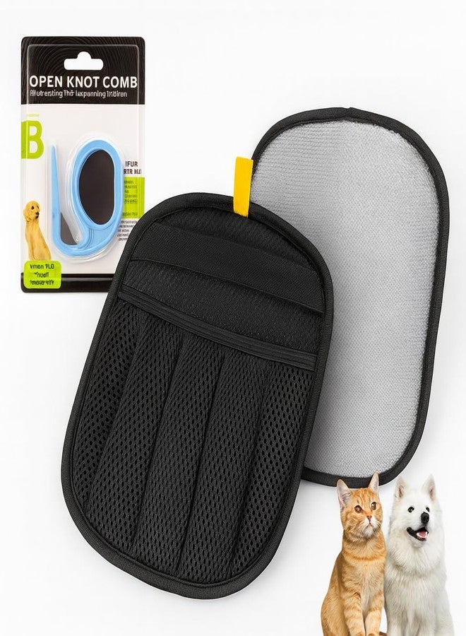 Pet Grooming Hair Removal Glove & Handy Brush Set (3 Pack) – Reusable Fur Remover for Dogs & Cats, Easy Deshedding Tool for Sofa, Clothes, Carpet & Car Seats - Image 1