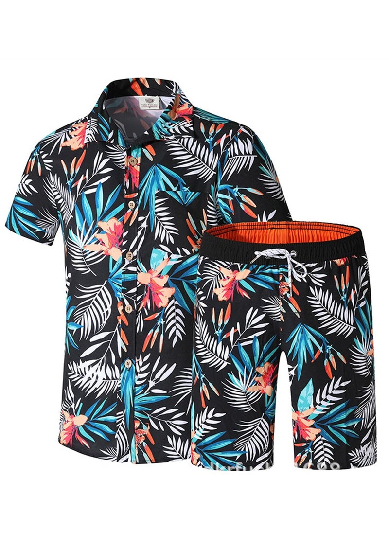 Loquat - 2Pcs Men's Sport Loose Breathable Swimming Leaf Shorts Multicolour - Image 1