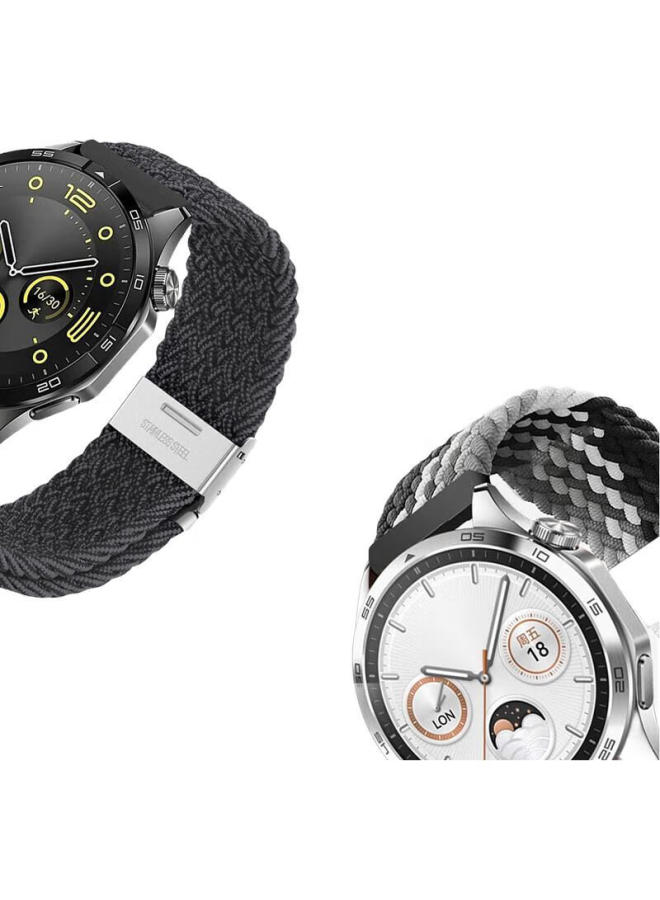 MSSM Suitable For Huawei Watch Straps, Gt5/4/Gt3Pro/Gt2 Nylon Woven Straps, For Men And Women, 20Mm [42/43 Dial] - Black - Image 2