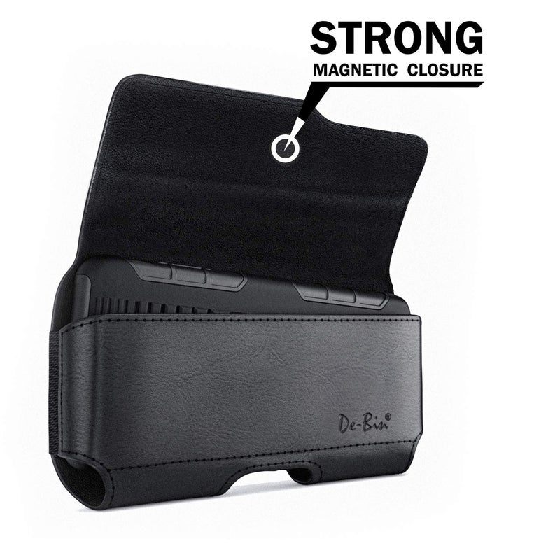 DeBin Holster for iPhone 16 16 Pro 15, 15 Pro 14 13 12 11 X Xs 10 XR, Galaxy S24 5G, S23, S22 - Cell Phone Belt Holder Clip Case Pouch Cover (Fits Cellphone with Otterbox Commuter Case on) Black - Image 2