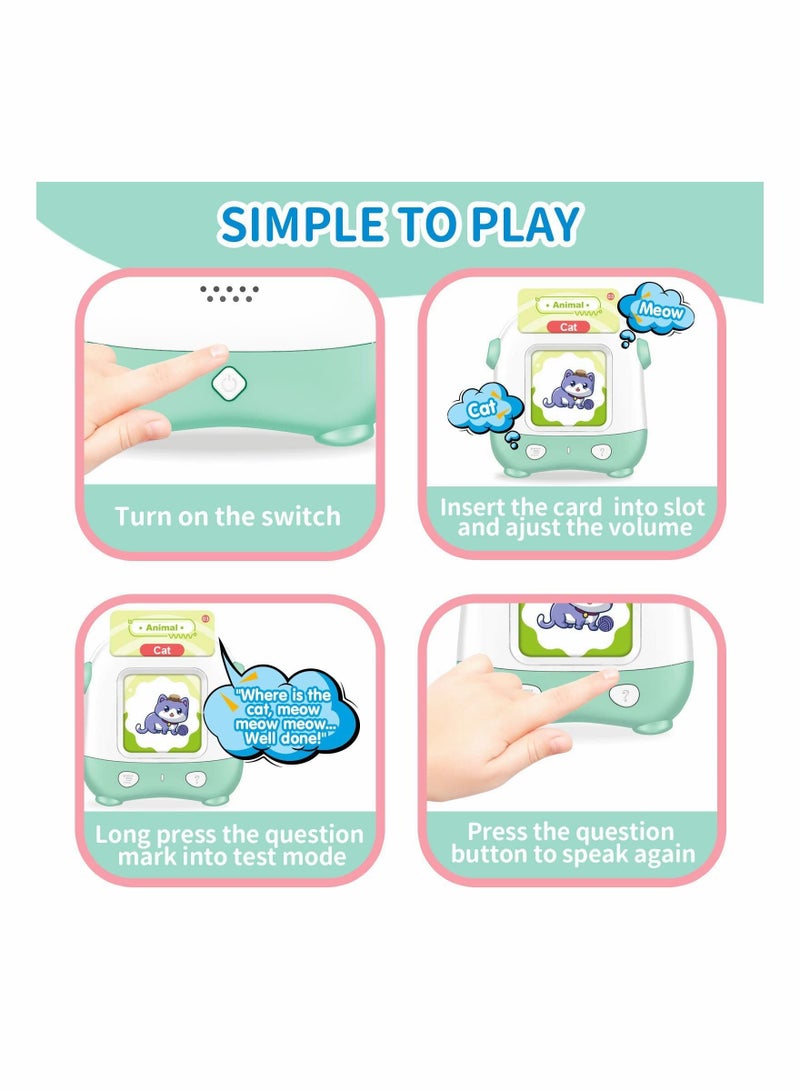 SYOSI Toddler Toys for 2-5 Year Old Boys Girls, Learning Toys Talking Flash Cards with 110 Cards 220 Sight Words, Preschool Educational Toys Games with Sound Effect Kids Birthday Gifts (Green) - Image 5