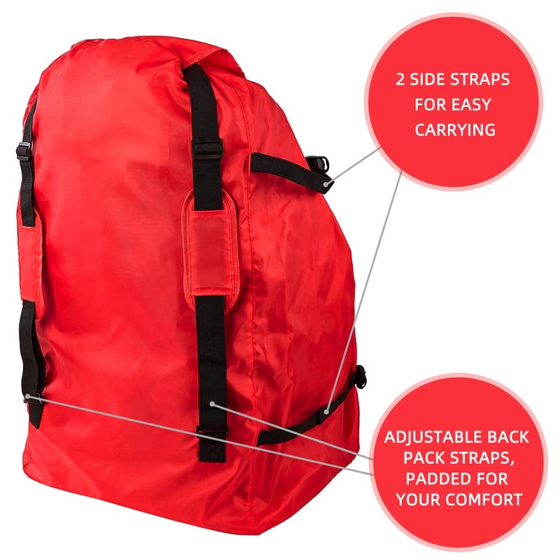 Clearworld Car Seat Travel Bag for Air Travel, Durable Gate Check Bag for Airport,Foldable Baby Stroller Travel Carry Bag, Fits Car Seats, Infant Carriers & Booster,Universal Size Red - Image 5