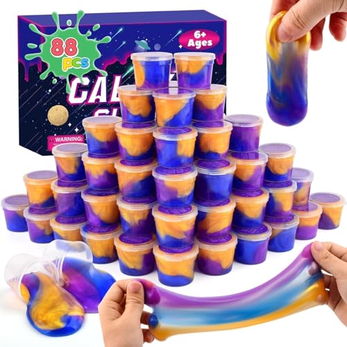 TITRITH Slime 88 Pack Galaxy Slime Kit Slime Advent Calendar Party Favors for Kids Non Sticky Soft Sludge Toy Mini Slime Bulk for Boys Girl Birthday Stuffers Stress Relief Goodie Bags - Image 1
