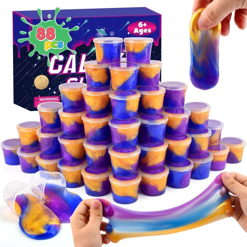 TITRITH Slime 88 Pack Galaxy Slime Kit Slime Advent Calendar Party Favors for Kids Non Sticky Soft Sludge Toy Mini Slime Bulk for Boys Girl Birthday Stuffers Stress Relief Goodie Bags - Image 3