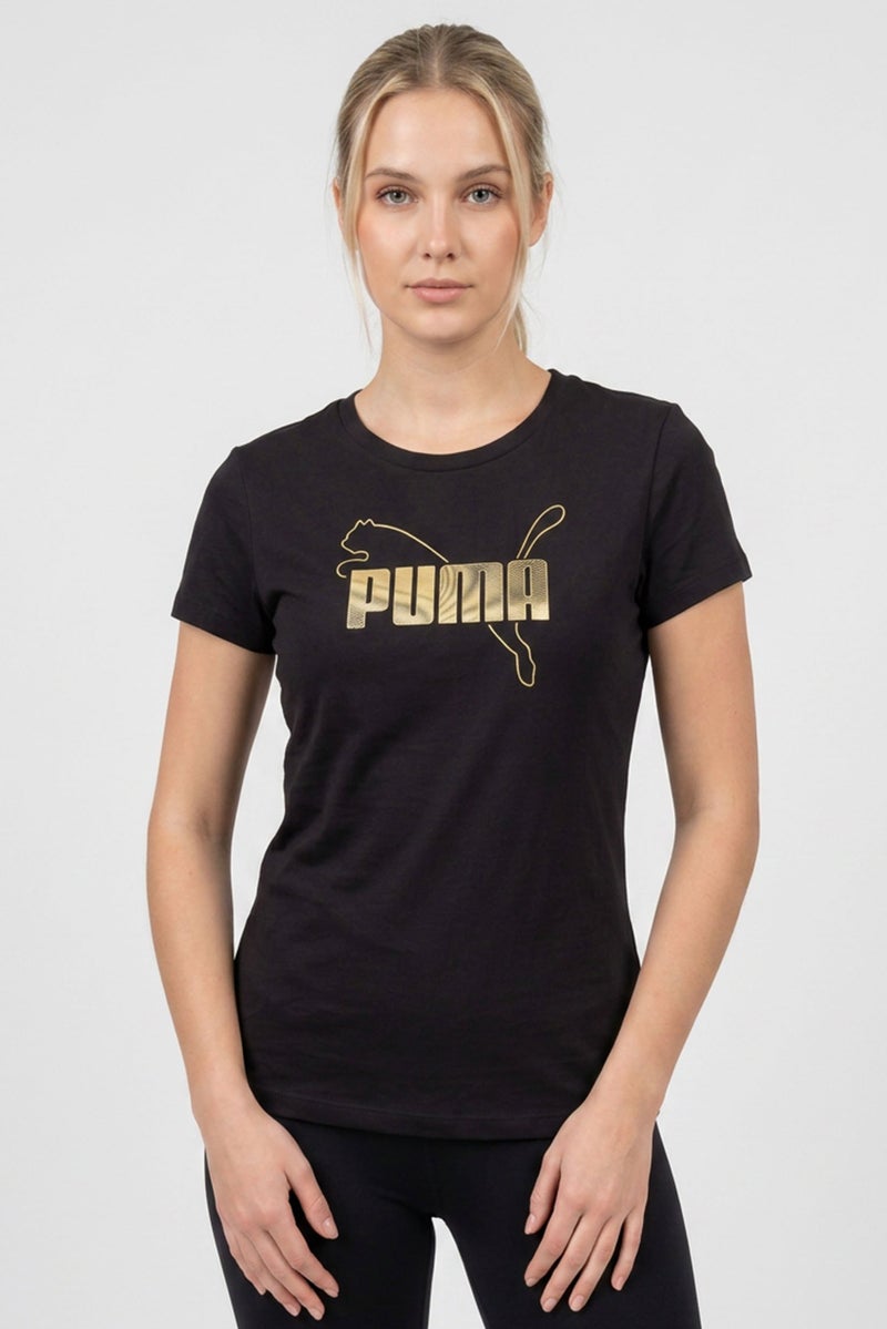 PUMA Women Sportwear Fit Short Sleeve Training T-Shirt, Black - Image 1