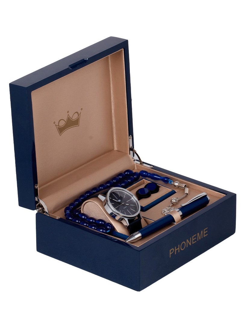 فونيم طقم فونيم  ازرق فضي بيمناء أسود - Image 2