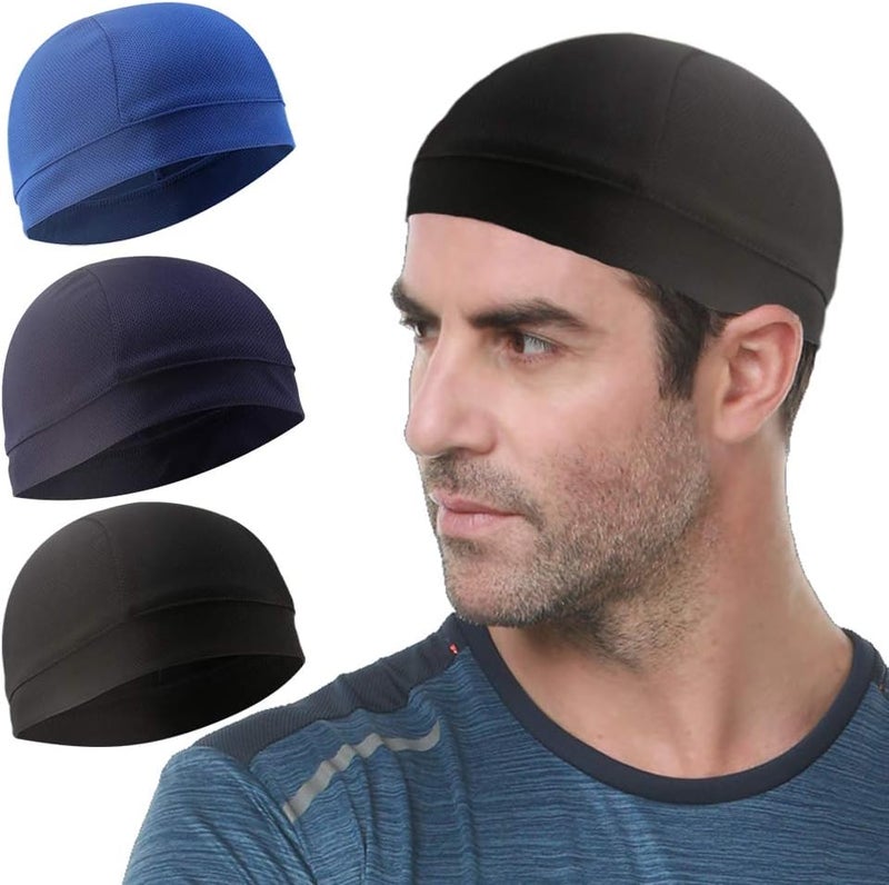 WSHSTS 3 Pack Cooling Skull Cap Helmet Liner Sweat Wicking Cycling Running Hat for Men Women - Image 1