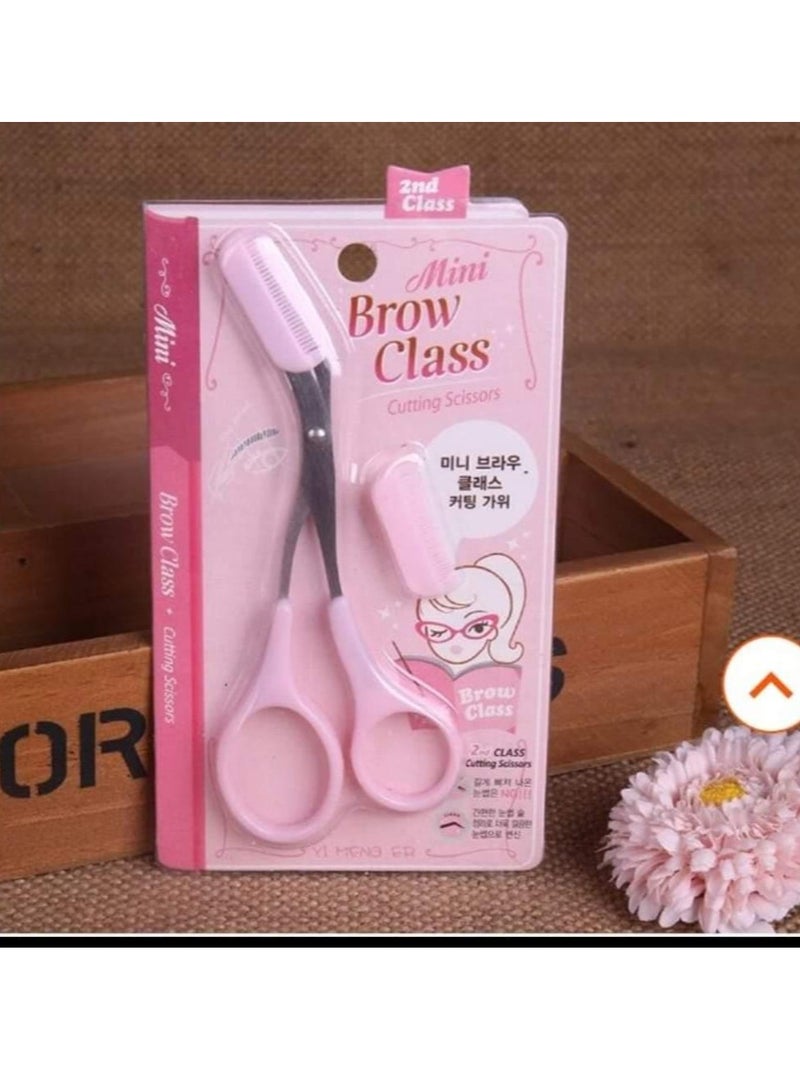 Professional Eyebrow Trimmer Comb Eyelash Hair Scissors Cutter Pink - Image 5
