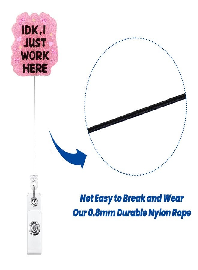 BVIIE IDK I Just Work Here Funny Badge Reel, Pink Badge Holder with Retractable Clip, Office Work Badge Clip for RN CNA LPN LVN Hospital Medical Worker Doctor Teacher Nursing Student - Image 5