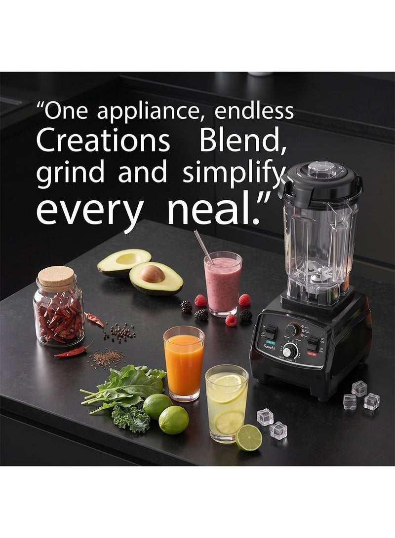 Saachi Blender NL-BL-4412, 1600W, 2L Unbreakable Plastic Jar, US 304 Food Grade 6 Blades, 5-Speed with Pulse, 0-5 Min Timer, Wet & Dry Grinding, Ice Crushing, Overheat Protection 2 L 1600 W NL-BL-4412-BK Black - Image 3