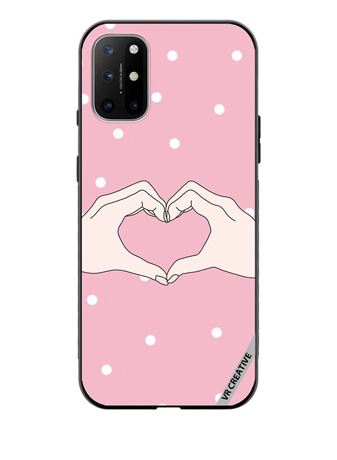 VR CREATIVE Protective Case Cover For OnePlus 8T Hand Made Heart Pink Design Multicolour - Image 1