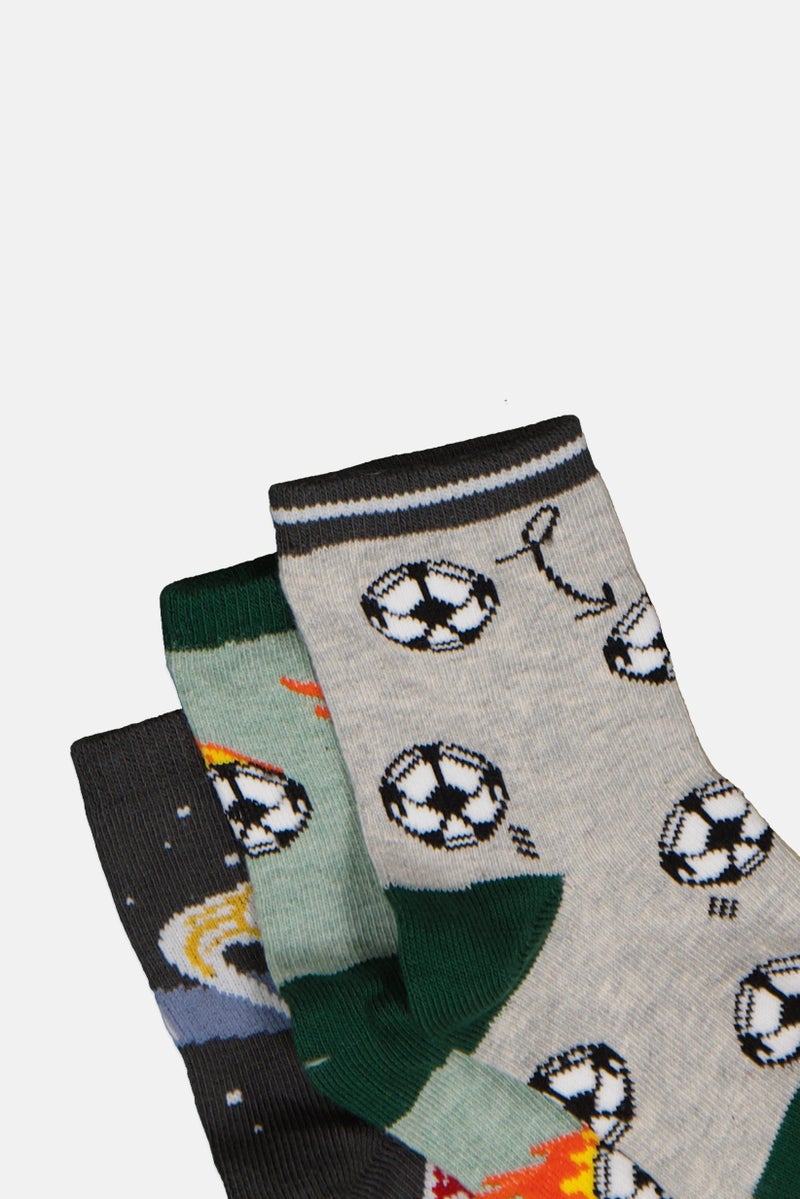 RBX Toddlers Boy 3 Pairs Allover Print Crew Socks, Multicolor  - Image 2