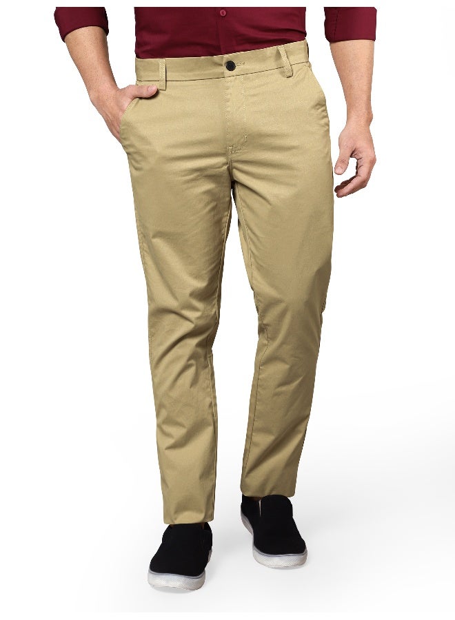 BEYOUNG Men's Regular Soild Casual Camel Beige Chinos for Men - Image 4