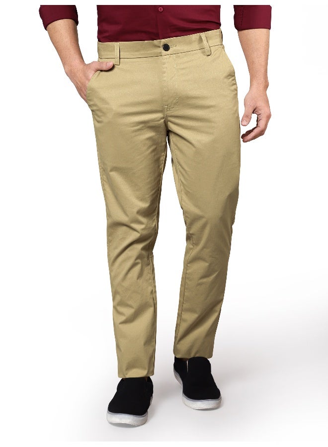 BEYOUNG Men's Regular Soild Casual Camel Beige Chinos for Men - Image 3