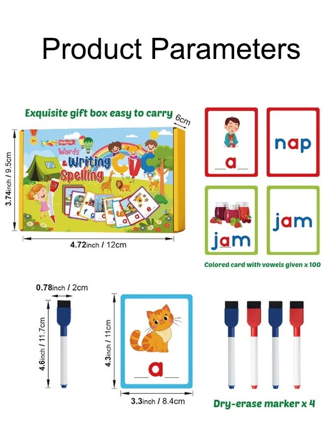 100-Piece Alphabet Spelling Games See And Spell Learning Baby Toys Alphabet Letter Word Spelling Game Early Education Enlightenment Flash Cards Reading Alphabet Recognition Kids Puzzle Toy Early Education Fun Cards - Image 2