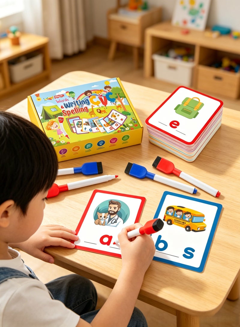 100-Piece Alphabet Spelling Games See And Spell Learning Baby Toys Alphabet Letter Word Spelling Game Early Education Enlightenment Flash Cards Reading Alphabet Recognition Kids Puzzle Toy Early Education Fun Cards - Image 3