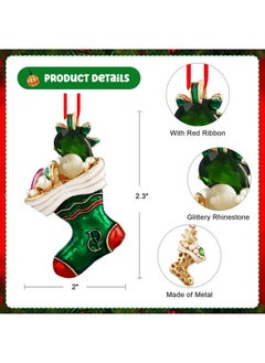WaaHome WaaHome Metal Christmas Stocking Ornaments - Green Stocking Keepsake Ornaments for Christmas Tree Decorations, Unique Christmas Stocking Tree Ornaments Gifts for Kids Girls Boys  - Image 3