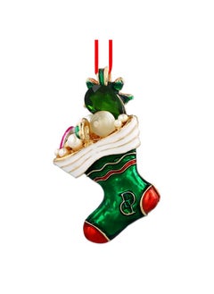 WaaHome WaaHome Metal Christmas Stocking Ornaments - Green Stocking Keepsake Ornaments for Christmas Tree Decorations, Unique Christmas Stocking Tree Ornaments Gifts for Kids Girls Boys  - Image 1