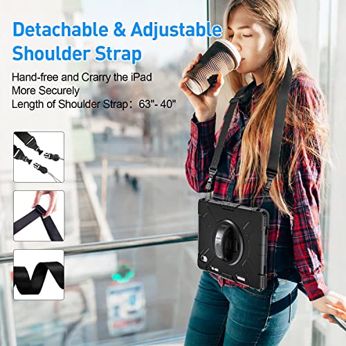 ProElite Case Cover for iPad (A16) 11th/10th Gen (2025/2022) case, Rugged 3 Layer Armor case for iPad 11th/10th Generation with Pencil Holder, Hand Grip, and Rotating Kickstand, Black - Image 5