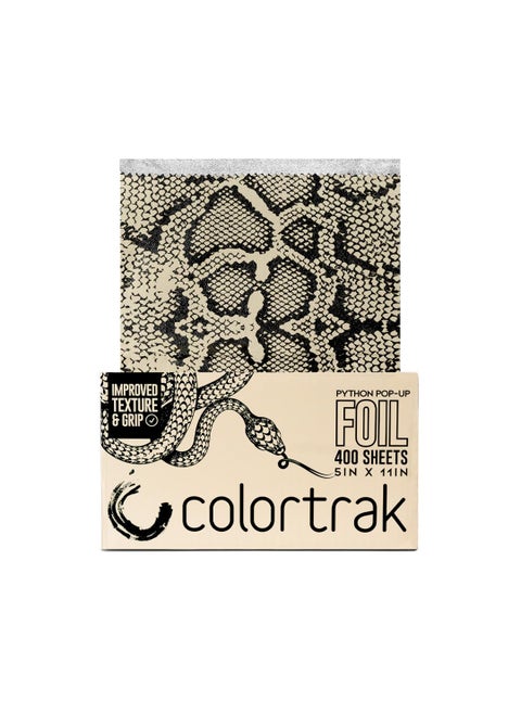 Colortrak Python Pop-up Foil W/Dispenser (400 Count), Pre-cut Sheets, Non-Slip Embossed Texture, 5" x 11" Sheets for Hair Foil Coloring and Highlighting Sheet Applications