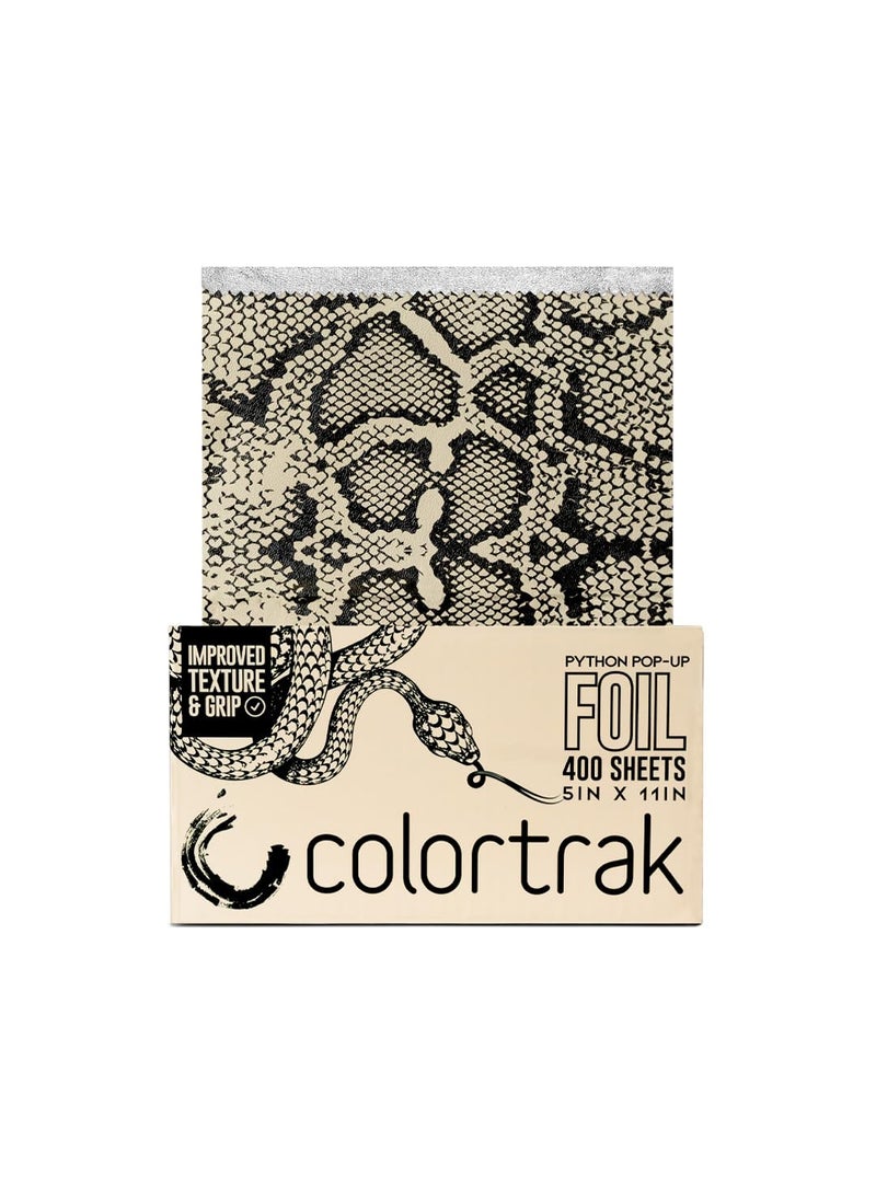 Colortrak Python Pop-up Foil W/Dispenser (400 Count), Pre-cut Sheets, Non-Slip Embossed Texture, 5" x 11" Sheets for Hair Foil Coloring and Highlighting Sheet Applications