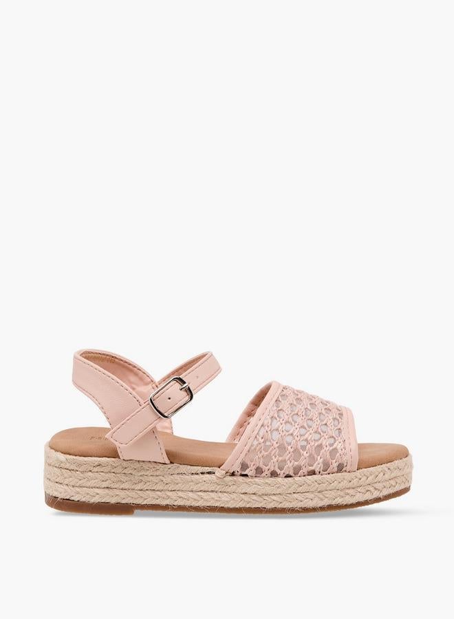 Peppermint Girls Mesh Detail Espadrille Buckle Closure Sandals - Image 1