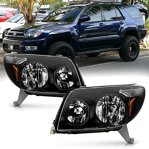ACANII For Black 2003 2004 2005 Toyota 4Runner 4Runner Headlights Headlamps Driver Passenger Side