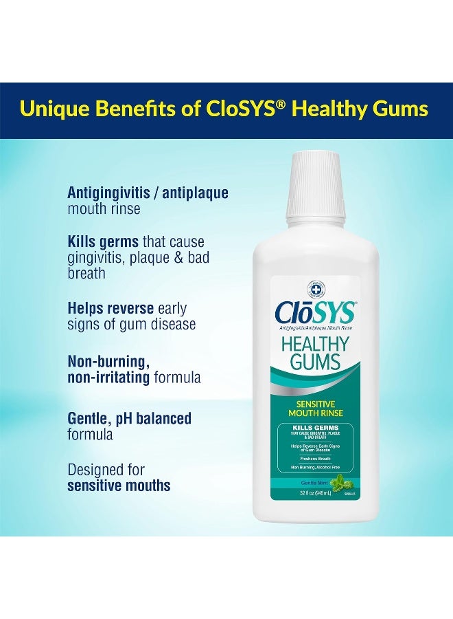 CloSYS غسول فم Closys لصحة اللثة مضاد للبلاك ومضاد للتهاب اللثة لصحة اللثة غير مسبب للاحتراق وغير مهيج 32 أونصة سائلة - Image 4
