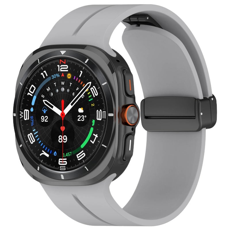 Adjustable Silicone Sport Smartwatch Band Compatible with Samsung Galaxy Watch 7 with Fit Soft Strap and Quick Daily Replacement in Gray - Image 1