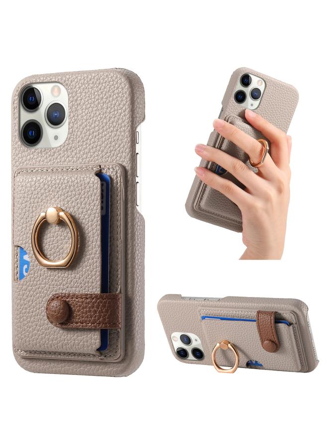 اس-توب جراب لهاتف iPhone 11 Pro Max مصنوع من جلد الليتشي مع حافة زيتية وغطاء خلفي للبطاقة - Image 1