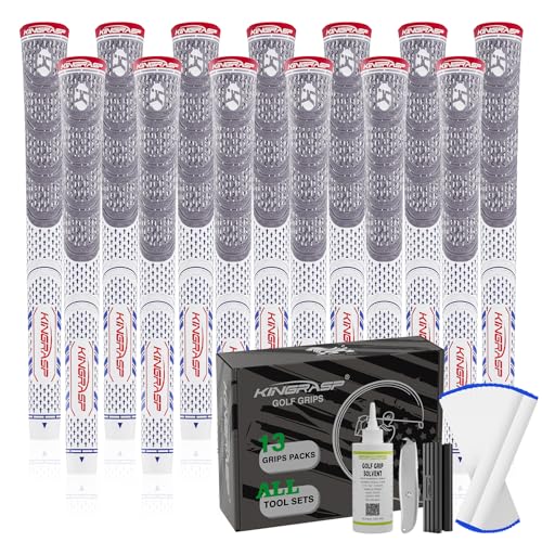 KINGRASP Premium Rubber Golf Grips 13 Pack, Anti-Slip，Super Stability,Cord Rubber, Golf Club Grips,Standard/Mid Size/Oversize, 13 Grips with All Kits - Image 1